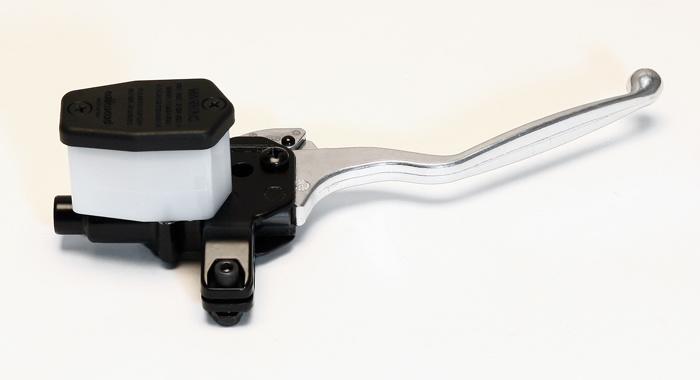 Single Outlet Aluminum / Plastic Handlebar Master Cylinder Long Lever Black E-coat Finish (Bore Size: 5/8")