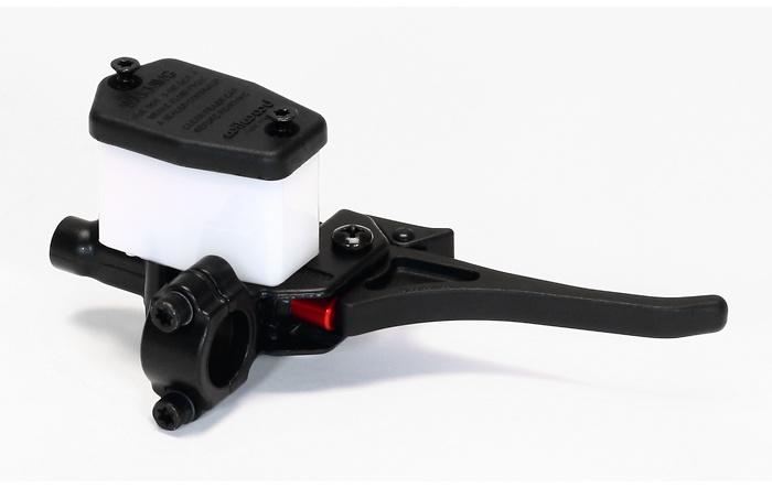 Single Outlet Aluminum / Plastic  Handlebar Master Cylinder w/Removable Clamp Black E-coat Finish (Bore Size: 1/2")