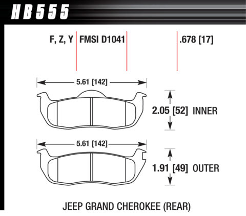 Brake Pad - Perf. Ceramic type - Rear - Nissan - Infiniti - Jeep
