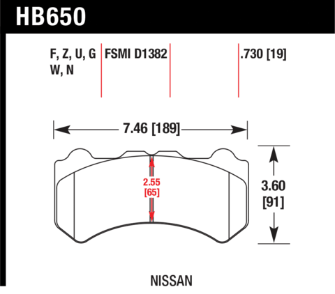 Brake Pad - DTC-70 type (18 mm) - Front - Nissan