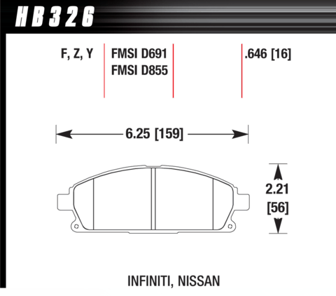 Brake Pad - HPS type - Front - Nissan - Acura - Infiniti