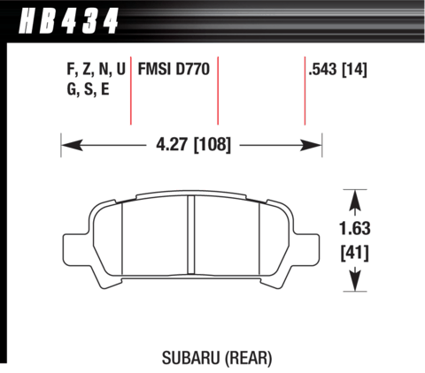 Brake Pad - Perf. Ceramic type - Rear - Subaru