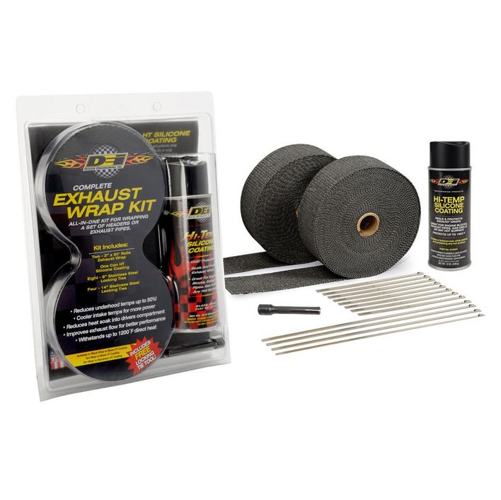 Glass Fiber Exhaust & Pipe Black/Black HT Wrap Kit (Clamshell)