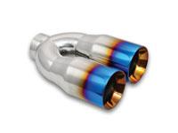 Dual 3.5" Round Stainless Steel Tips with Burnt Blue Finish