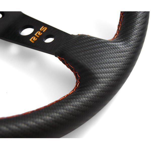 RRS 350mm carbon look 3 spokes 90 dished black/red steering wheel