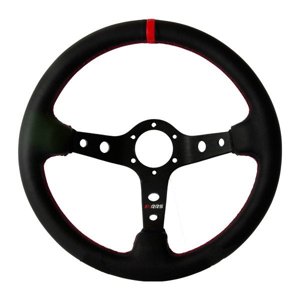 RRS 3 black spokes 90 dished – 350mm with artificial leather skin
