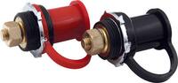 Remote Battery Terminal - 12V - Brass - 1-1/4 in Diameter Hole - PVC Insulated Cap - Red - Each