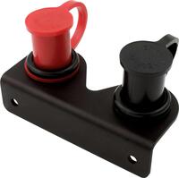 Remote Battery Terminal - 12V - Brass - 1-1/4 in Diameter Hole - PVC Insulated Cap - Black/Red - Bent Bracket - Pair