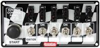 Switch Panel - Dash Mount - 6-7/8 in x 3-1/4 in - 6 Toggles/1 Momentary Push Button - Fused - Aluminum - Each
