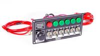 Switch Panel - Dash Mount - 6-7/8 x 3-1/4 in - 6 Toggle/1 Momentary Button - Warning Lights - Aluminum - Black - Kit