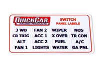Switch Panel Sticker - 16 Various Functions - 5 or Less Switches - Quickcar Switch Panel - Each