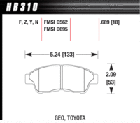 Brake Pad - Perf. Ceramic type - Front - Toyota - Geo Prizm
