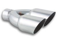 Dual 3.5" Round Stainless Steel Tips (Single Wall, Angle Cut)