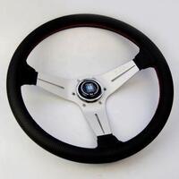 Nardi Deep Corn Steering Wheel Perforated leather Grey stitch Sil spoke 350mm