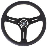 Nardi Competition Steering Wheel - Perforated Leather with Black Spokes & Grey Stitching - 330mm