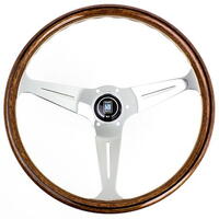 Nardi Classic Steering Wheel - Wood with Polished Spokes - 390mm